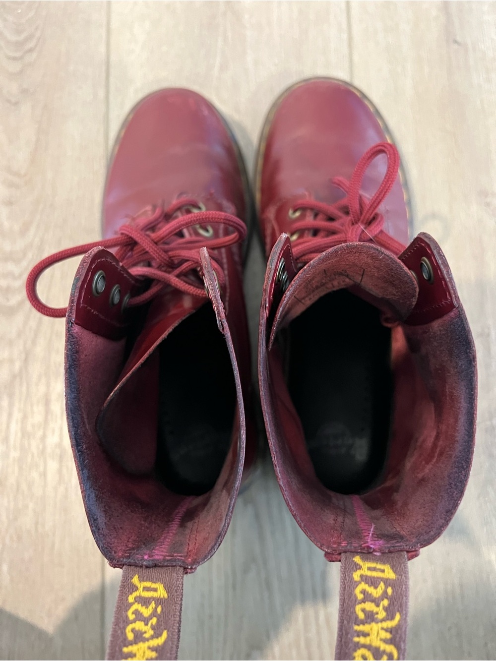 Women’s Dr Martens Pascal Cherry Red Lace-Up Leather Combat Boots US 8 / UK 6 - Picture 15 of 16